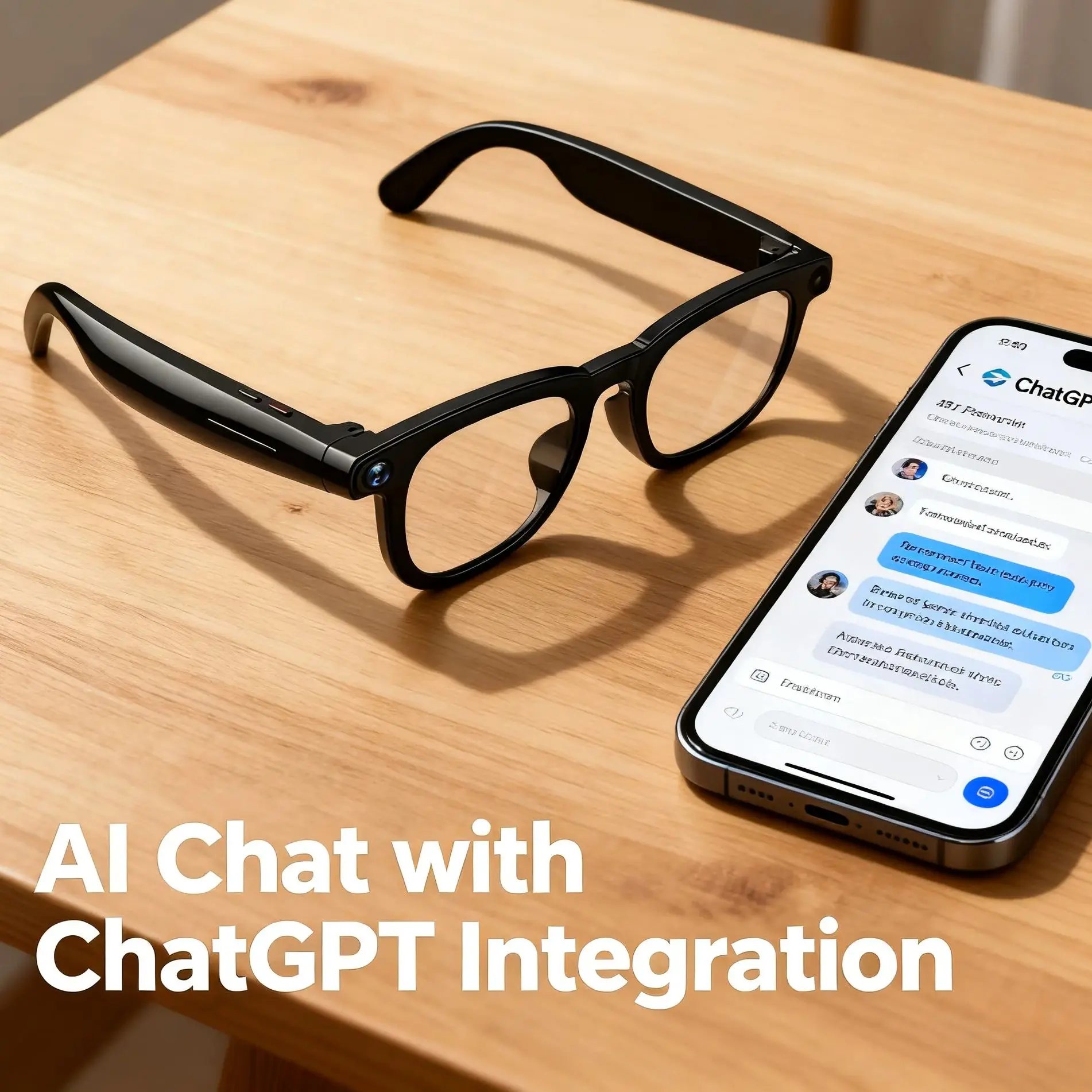 نظارات AI الذكية V3 مع كاميرا 8 ميجابكسل ودردشة ChatGPT. تتميز بمكالمة بلوتوث، واستيقاظ الصوت، وتسجيل الفيديو وتشغيل الموسيقى