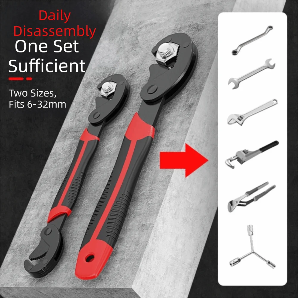 High Carbon Steel Adjustable Wrench Adjustable Multifunctional Ratchet Wrench Portable Wear Resistant Universal Wrench