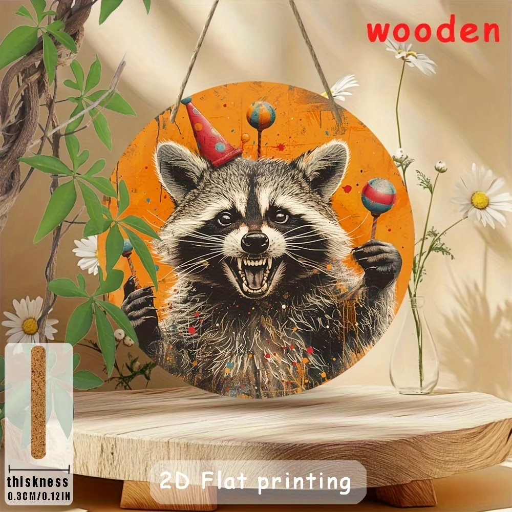 2D Flat - A Round Wooden Sign Measuring 8X8 Inches (20X20 Cm), Designed for Holiday Decorations at Family Gatherings. It Makes a