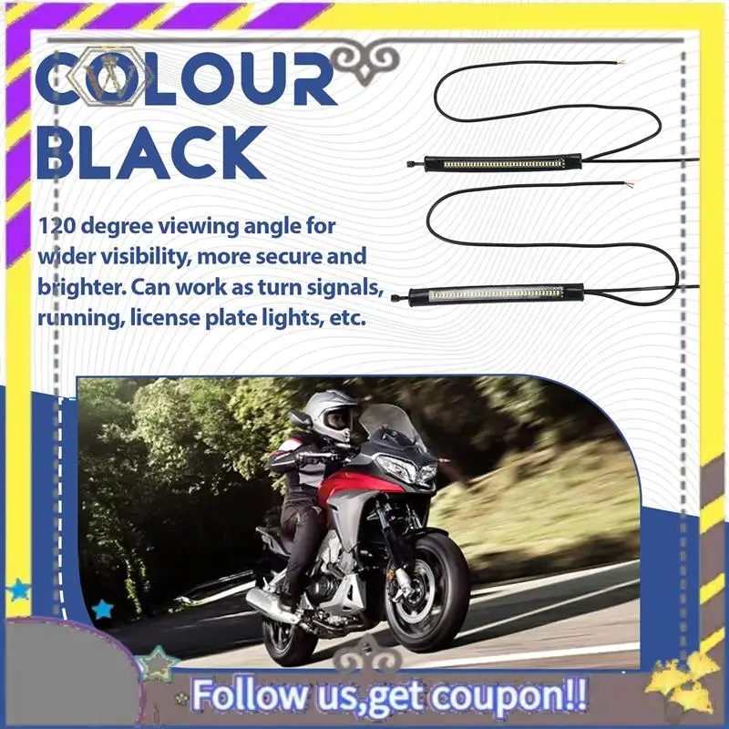 ABXV-Flexible Switchback Dual-Color White & Amber Motorcycle LED Fork Turn Signal DRL Daytime Running Light Waterproof