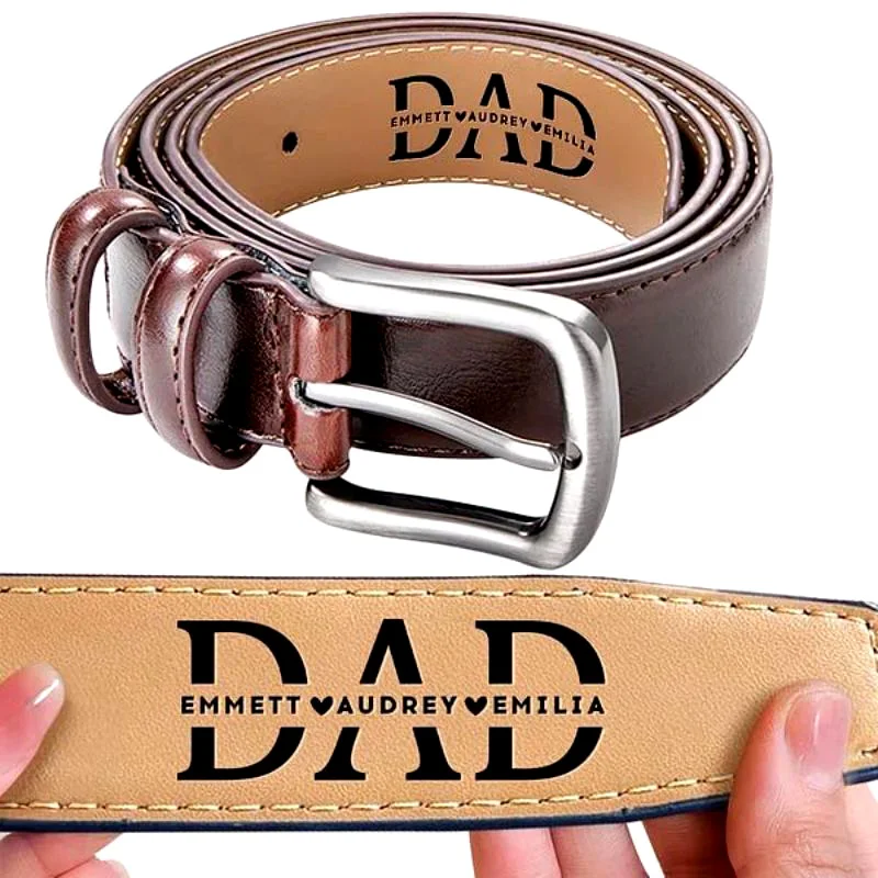 Personalised Leather Belt with Engraved Text Father's Day Anniversary Gift for Men