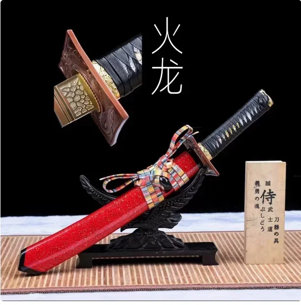

High Quality 51-53cm Wooden Japanese Samurai Katana Wakizashi Sword Log Rosewood Blade Practice Training Weapon Props Unsharp