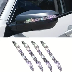 2/4pcs Universal Handle Car Rearview Mirror Door Edge Protector Diamond Crystal Bling Decoration Sticker Decal Auto Accessories