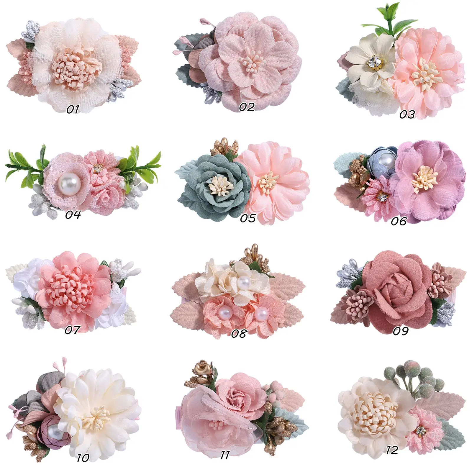 1Piece Hot Sale Sweet Girls Flower Petals HairClip Pearl Chiffon Decorate Headwear Hairpin Barrettes Kids Hair Accessories