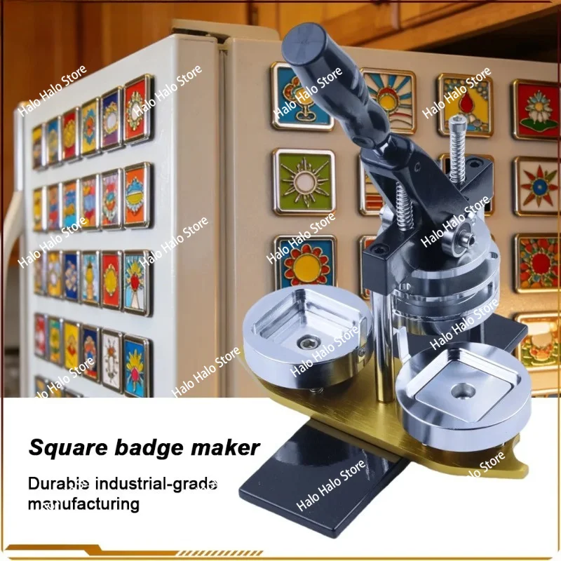 Square Fridge Magnet Maker Machine Kit, 50x50mm Refrigerator Sticker Making Machine+Paper Cutter+100 Sets Materials
