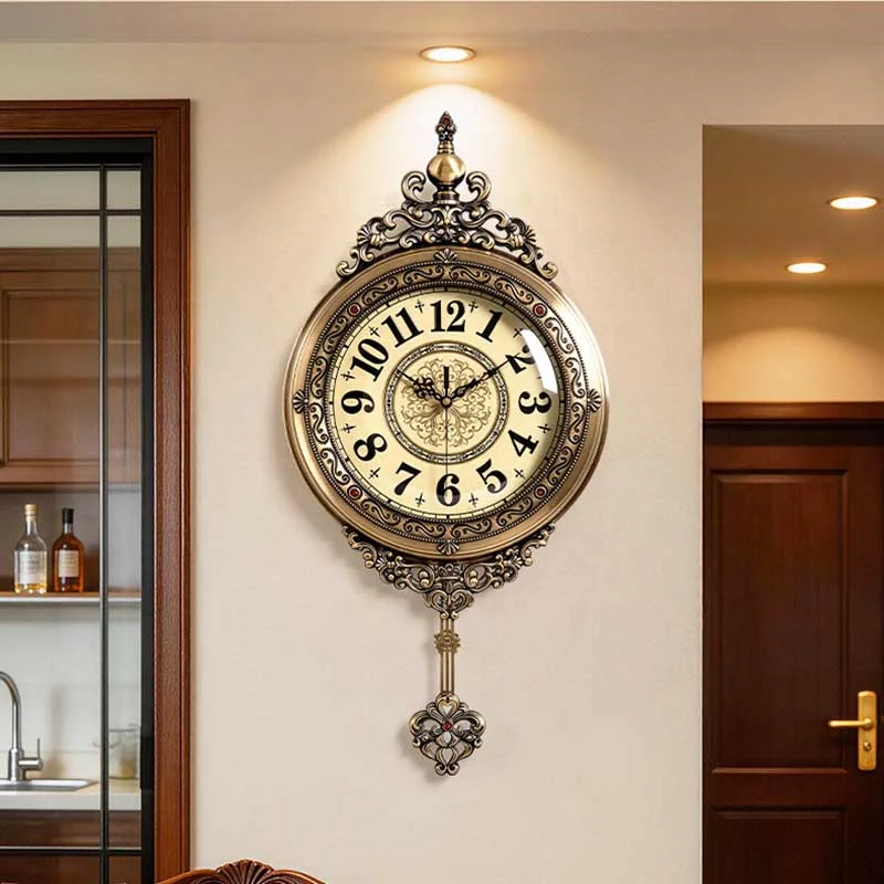 Living Big Size Wall Clock Vintage Retro Antique Luxury Digital Wall Clock Aesthetic Nordic Relogio De Parede Home Decoration