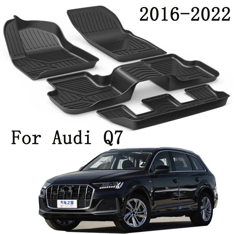 

LHD Car Floor Mats Double Layer TPE Foot Pads Interior Floorliner For Audi Q7 2022 2019 2020 2021 2016 Accessories