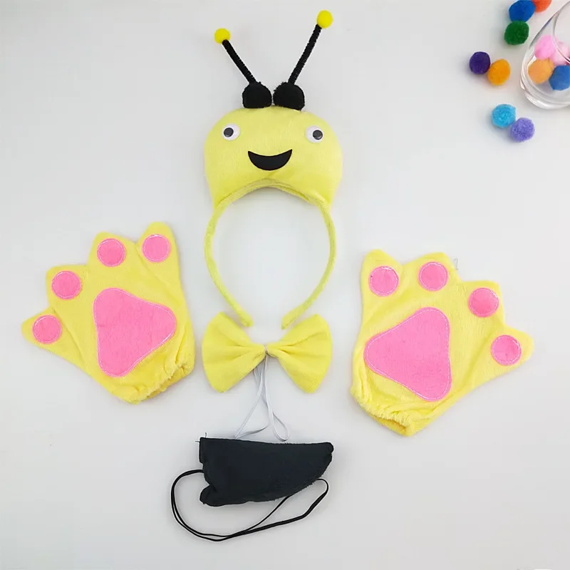 

Adults Kids Plush Cartoon Animal Yellow Bee Ear Horn Headband Bow Tie Tail Head Wear Birthday Party Cosplay Costume Halloween