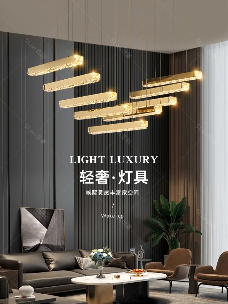 Rectangle Crystal Chandelier Modern Luxury Hanging Lamp Decor Appliances Droplight Contemporary Style Pendant Light for Home