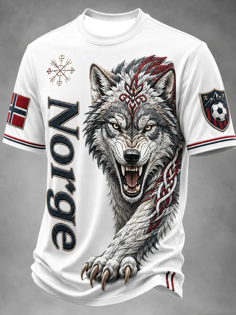 Summer Best-selling Norwegian Men's Football Training Shirt 3D Printed Breathable Quick-Drying Family Couple Style T-Shirt