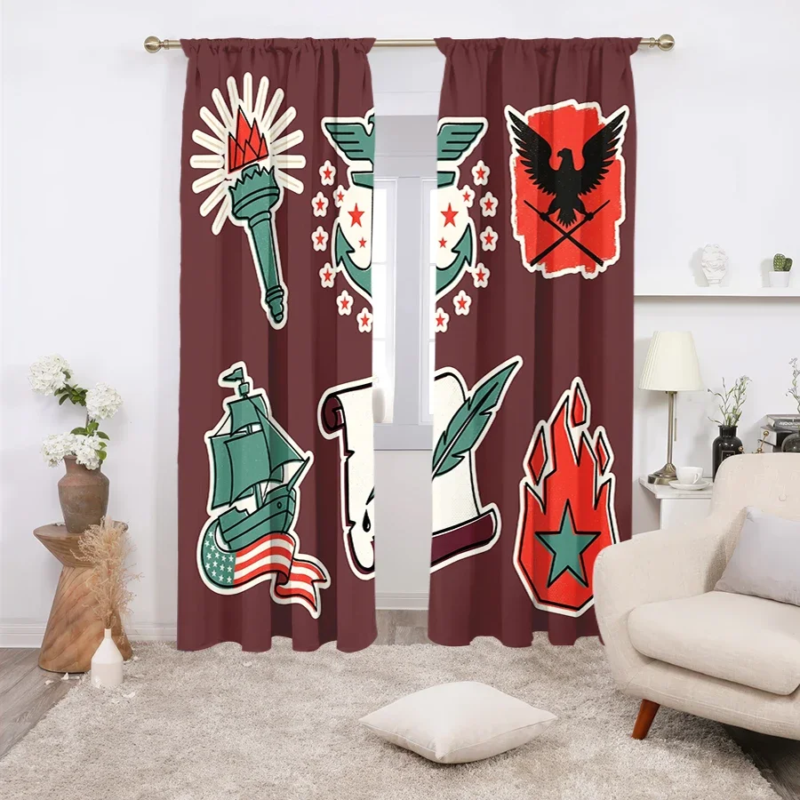 Premium USA Patriotic Curtains 2pcs Americana Decor Flag Eagle Nautical Military Style Window Drapery Panel for Home Room Bedroo