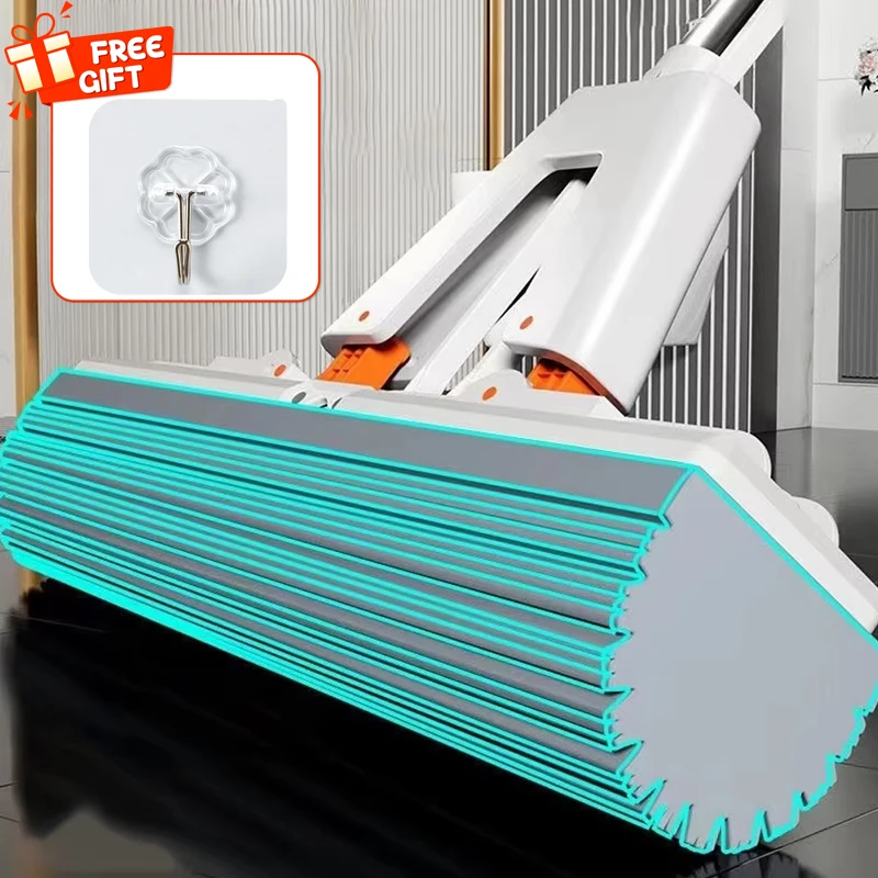 Mopa de Goma Autoescurrible, Mopa Plana Autolimpiante, Esponja Reutilizable, Herramientas de Limpieza de Pisos para el Hogar