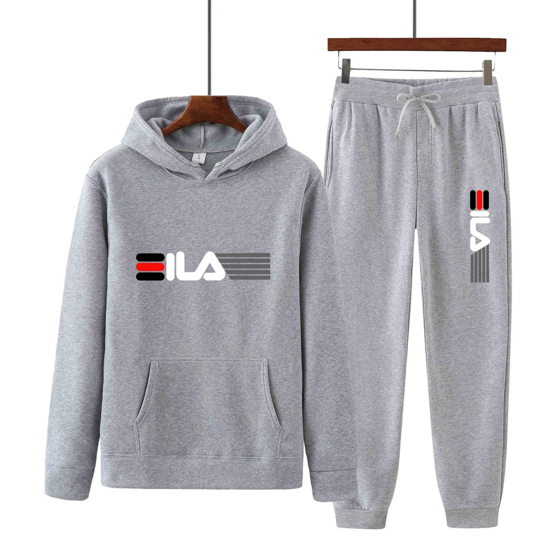 2024 fashion Autumn Winter Hoodie Sets Men Fashion Fleece Hoodies + Pants Casual Jogger Suit Tracksuit Sweatshirt Pullover Suits