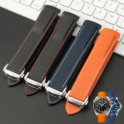 22mm Silicone Watch Band For Omega Planet Ocean 600 Quarter Orange Seamaster 300 Rubber Strap Curved End WaterProof Men Bracelet