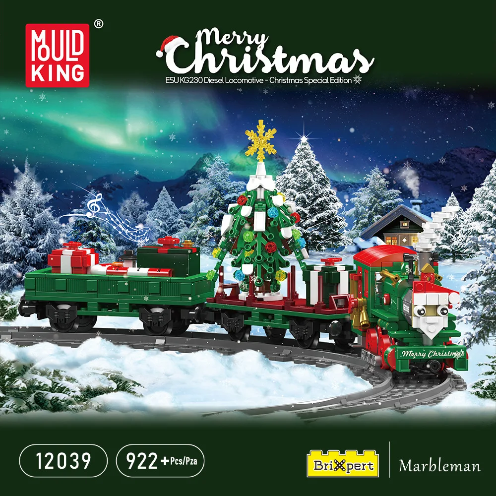

MOLD KING 12039, рождественский специальный выпуск, поезд ESU KG230, дизельный локомотив, электрический пульт дистанционного управления, строительные блоки, игрушки, подарки