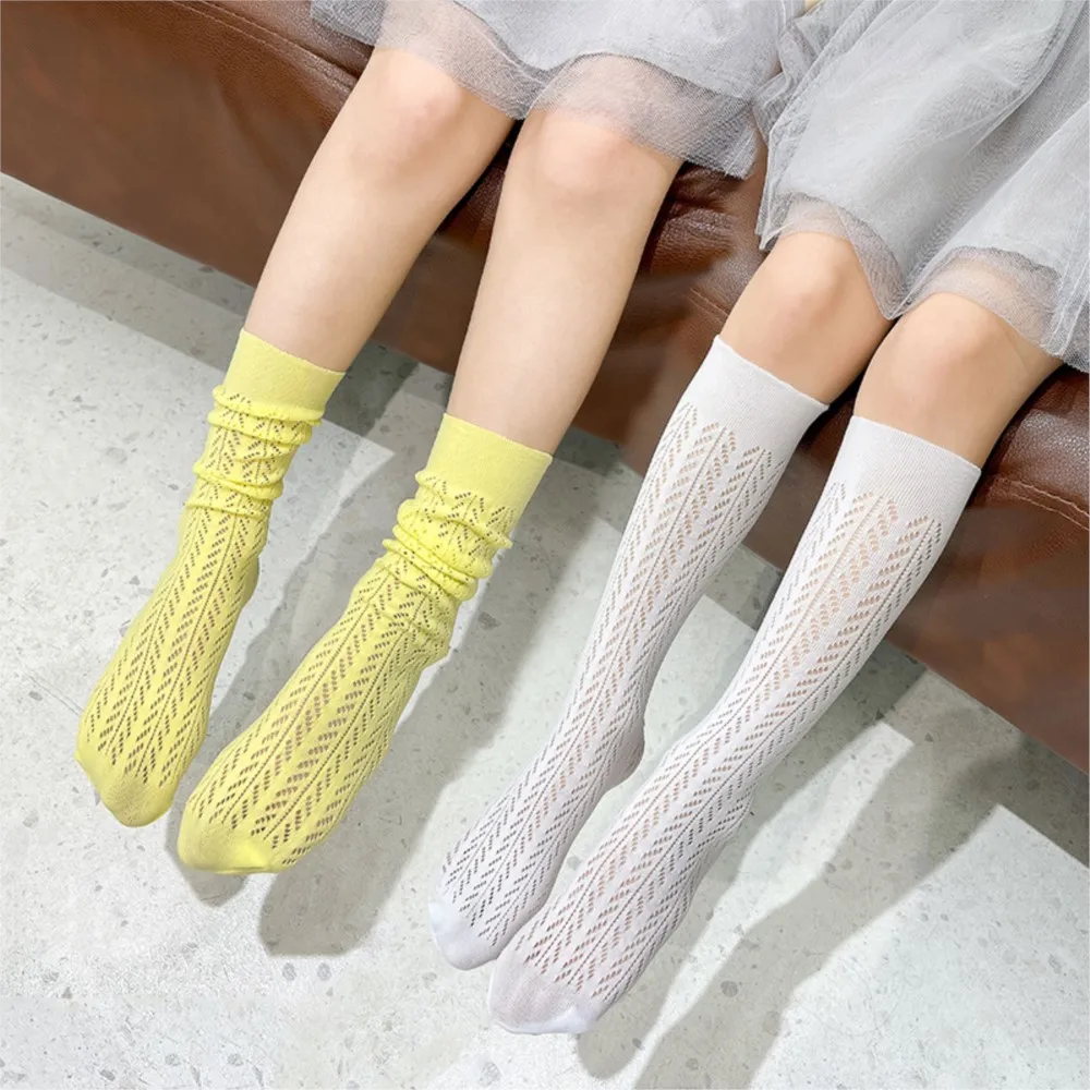 

Summer new thin children mesh socks candy colors calf socks anti-mosquito socks of the girls calcetines knee high sokken