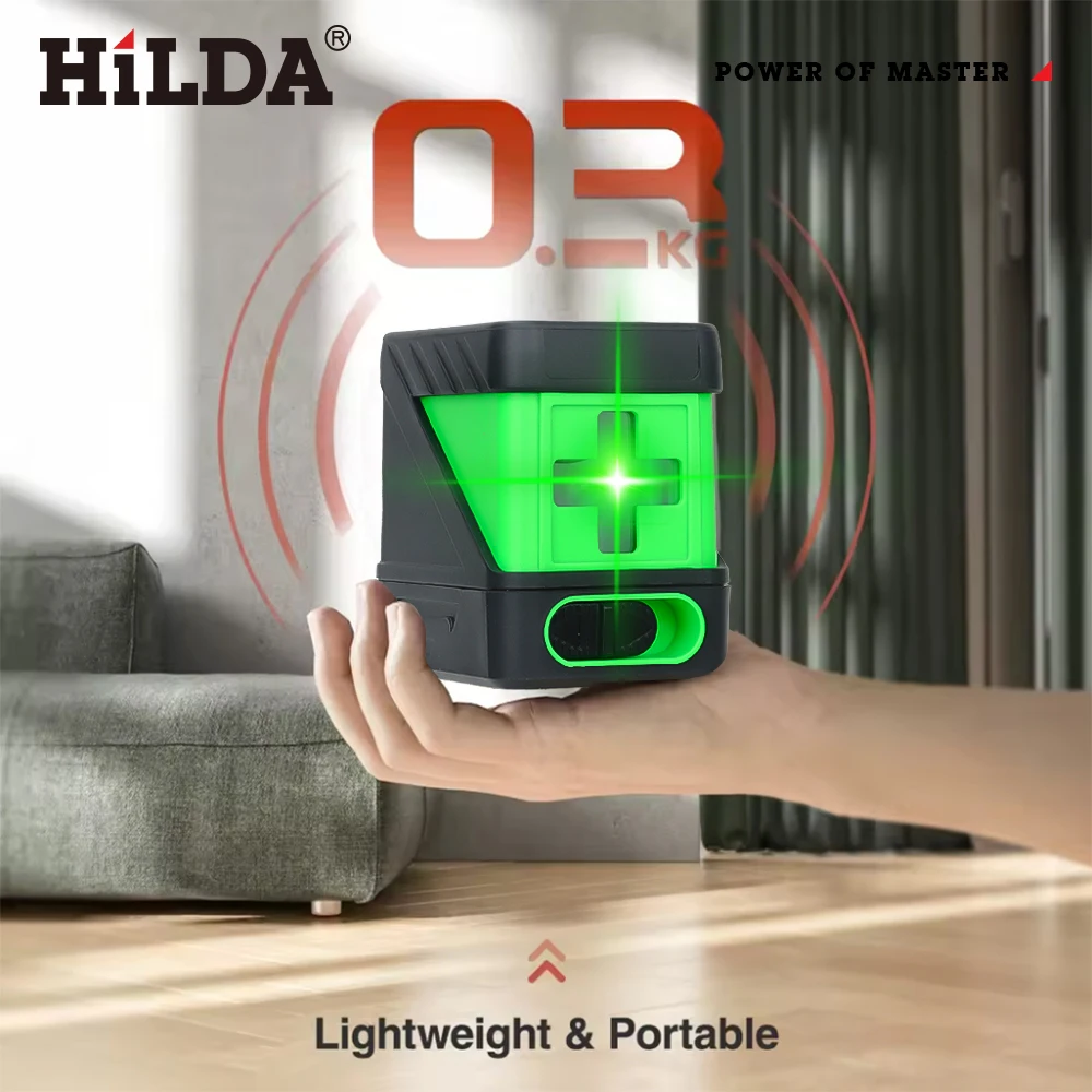 HILDA 2-lijnen laserniveau Zelfnivellerende groene balken Laser Horizontale en verticale kruislijn