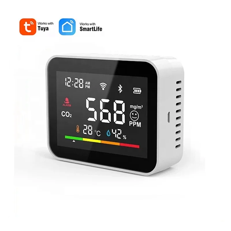 RSH Tuya Wifi CO2 Meter Carbon Dioxide Detector Temperature Humidity Sensor USB Smart Air Quality Monitor with LCD Display