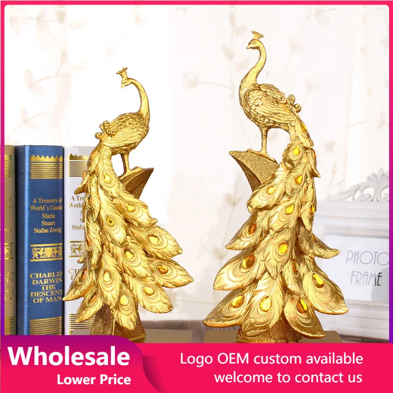 

Creative Home Decoration Figurines Animal Peacock Statue Desktop Ornaments Crafts Resin Modern Sculpture Gift Living Room Decor