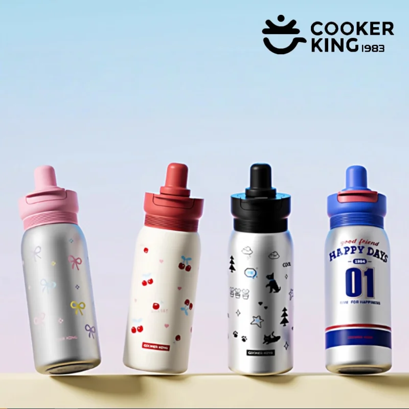 كوب ترمس من القش 500 مللي من كوكر كينج كوب معزول من الفولاذ المقاوم للصدأ مانع للتسرب زجاجة مياه للسفر في الهواء الطلق أدوات للشرب الساخن والبارد