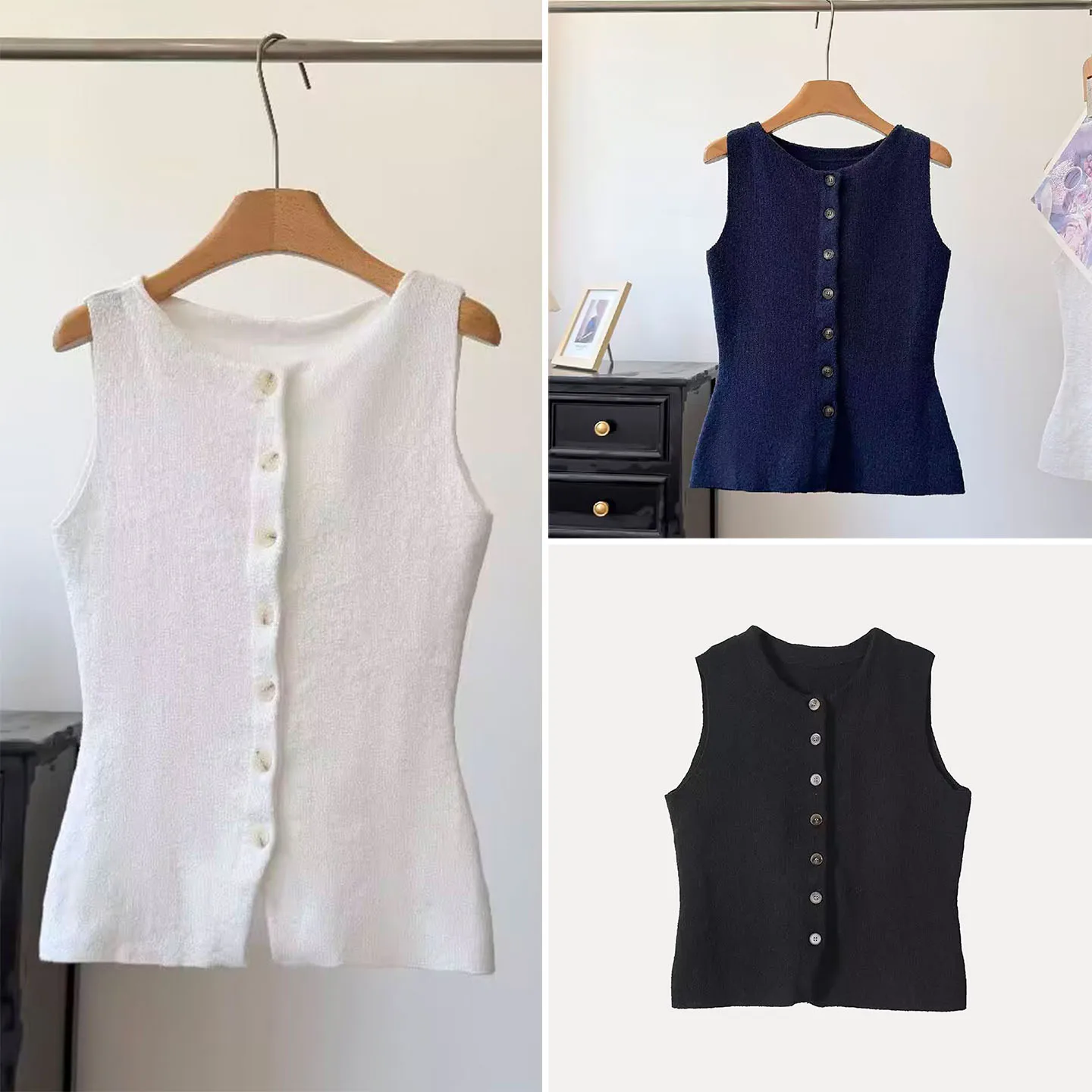 Women's Fashion round Neck Button up Slim Fit Vest 2026 New Summer Style ZADATA Standard Edition Ladies T-Shirt Other Material