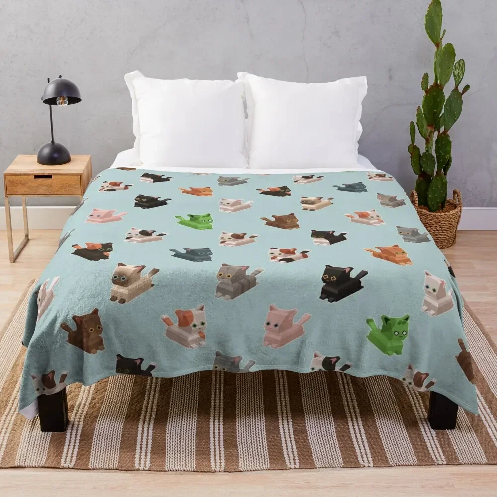 Low Poly Cat Tile Throw Blanket Weighted warm for winter Blankets