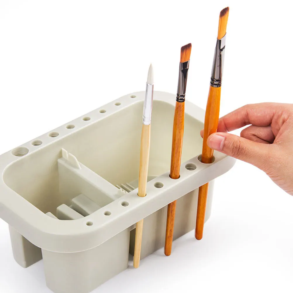 

Brush Washing Bucket 3-In-1 Paint Brush Cleaner Plastic Painting Tray Pen Washer Stationery Artist Tools Portable Bucket