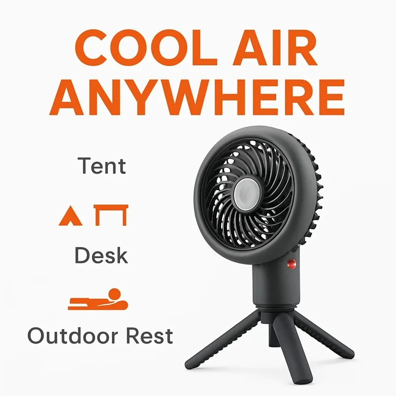 Portable Mini Camping Fan Rechargeable Outdoor Desk Fan with Long Battery Life