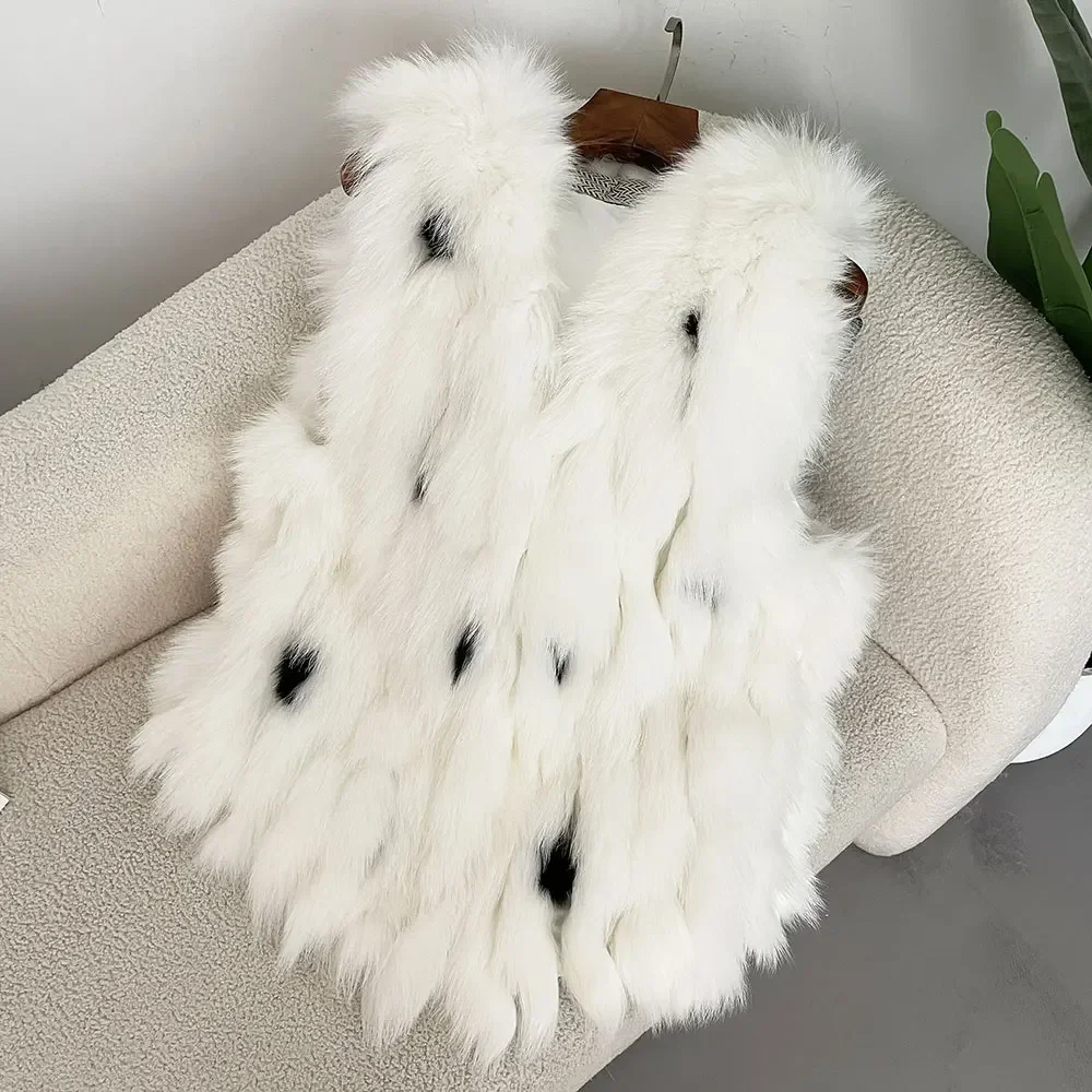 Fur Jacket Women New Autumn Winter Warm Thick Luxury Waistcoat Female Natural Fur Streetwear Natural Real Fox Fur Coat Vest