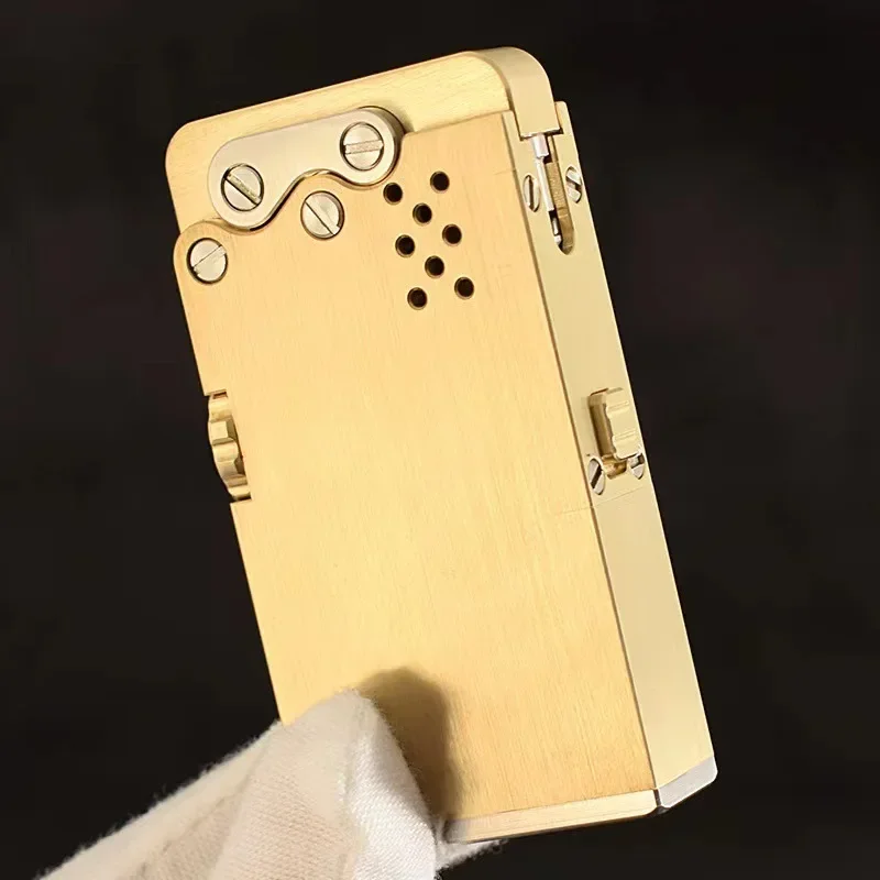 Handmade Brass Mechanical Automatic Ignition Gasoline Lighter and Titanium Alloy Material with Gift Box