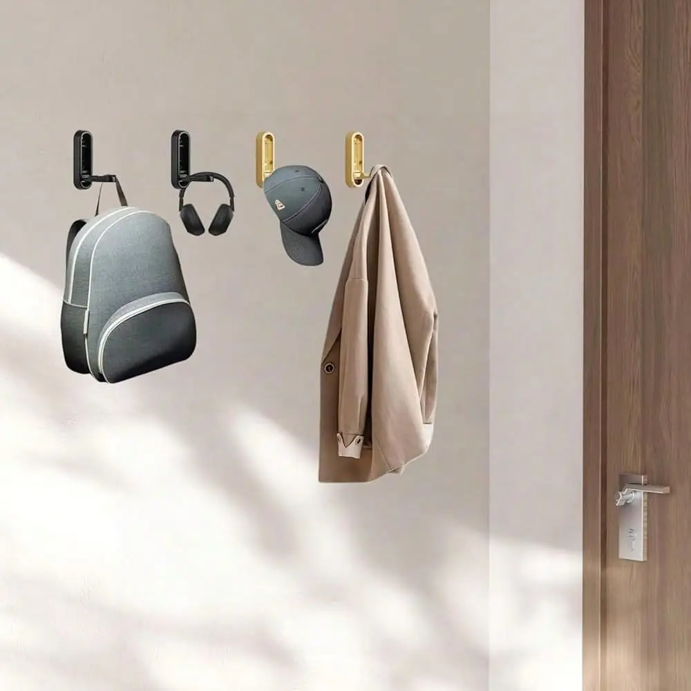 

Wall Hooks Heavy Duty Zinc Alloy Folding Coat Hook Wall Mounted, SpaceSaving Flip Down Hook For Bathroom Entryway Closet, Gold