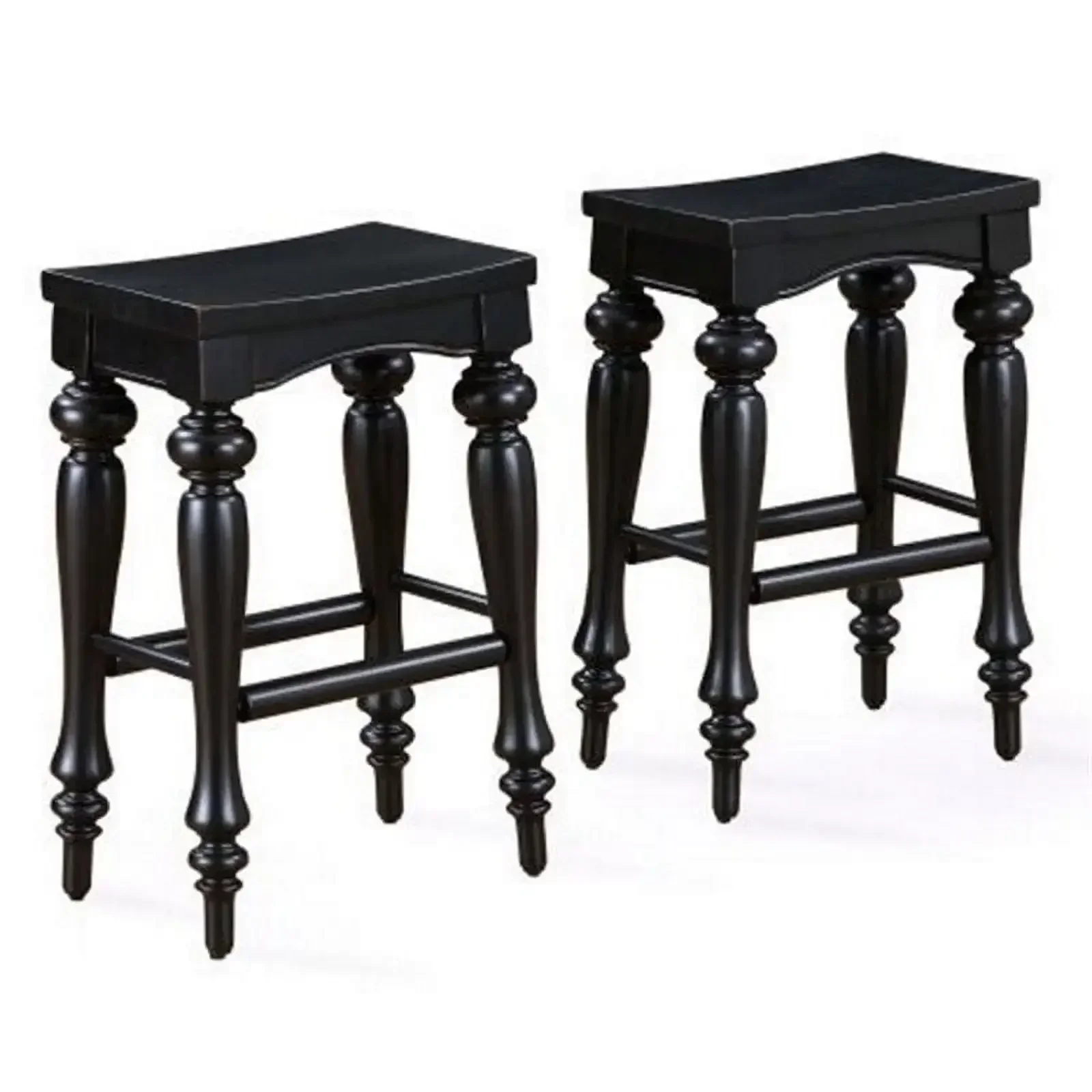 

Pennfield Set of Two Wood Kitchen Island Stools in Black