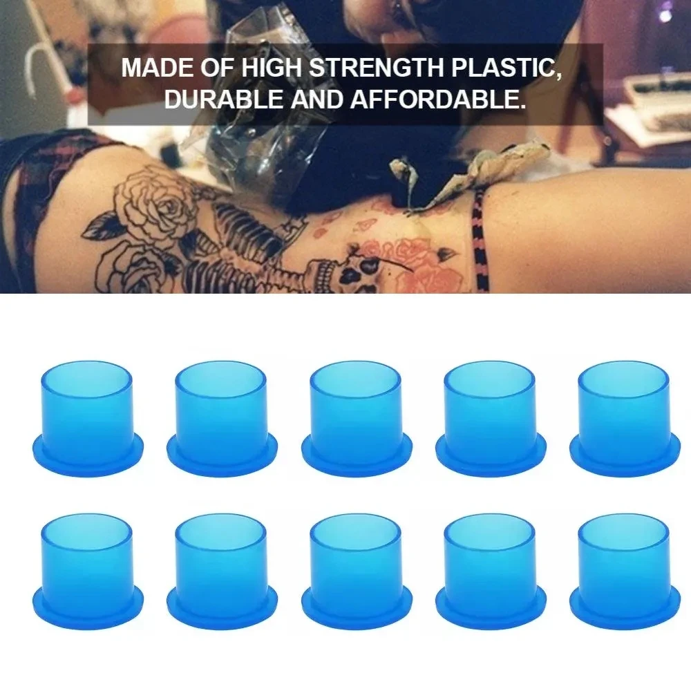 Tappi per inchiostro per tatuaggi da 14 mm Tappi per inchiostro per pigmenti per tatuaggi in plastica da 1000 pezzi Tazza blu di grandi dimensioni autoportante per tatuaggi Spedizione gratuita