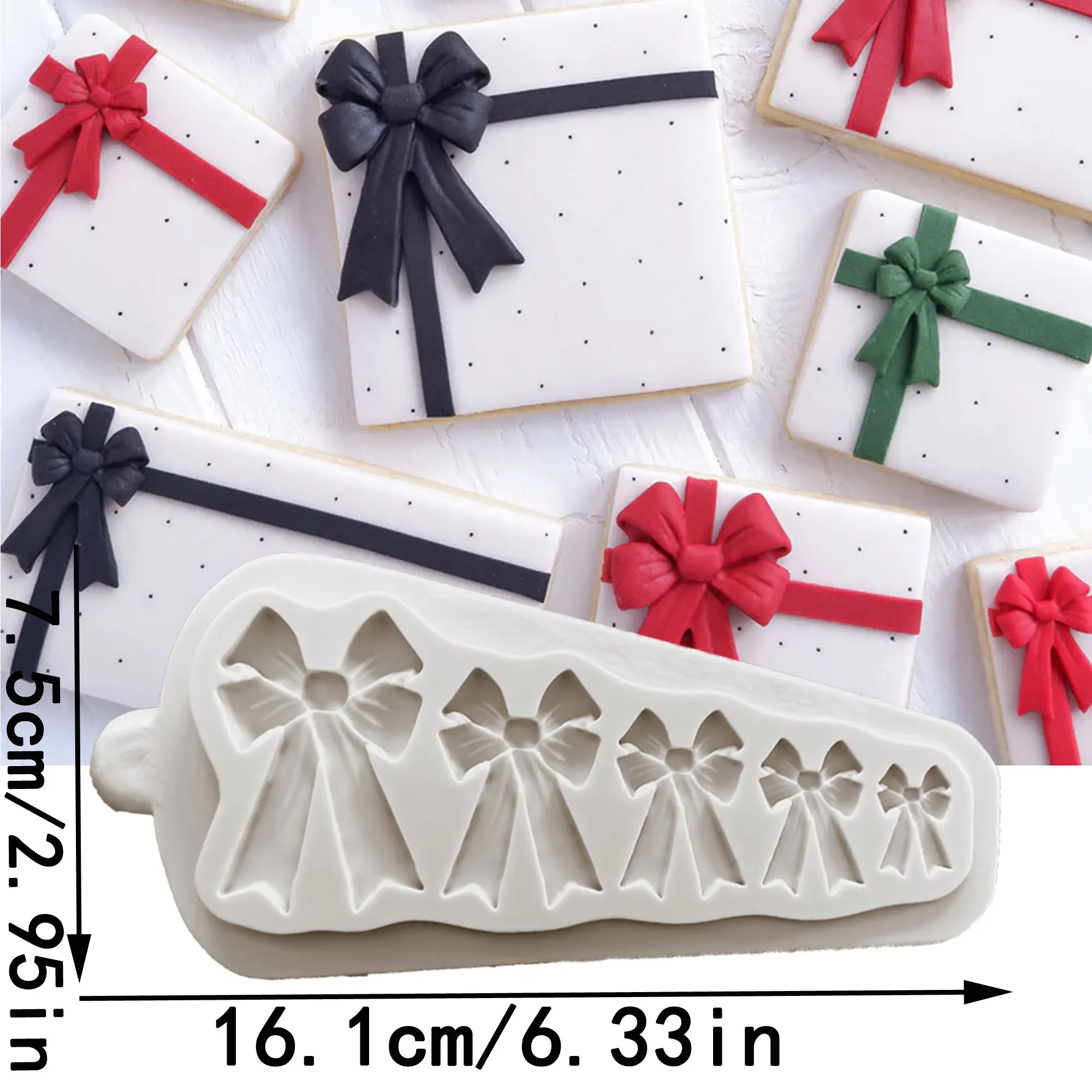 Christmas Wreath  Bow and Lamp Post Silicone Mold Fondant Cake Decorating Mold Clay,Sugarcraft Cupcake Top Chocolate Baking Tool