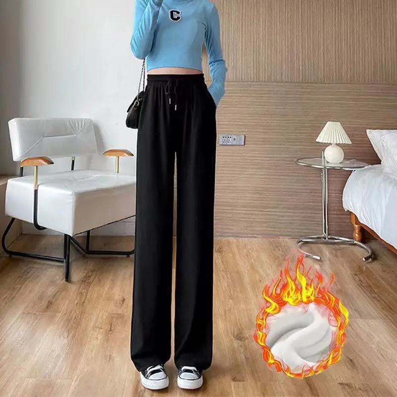 

Ice Silk Narrow Wideleg Pants Women's Spring Summer Cleanfit Sle Casual Pants Low Waist PVC Material for Middle-aged Women