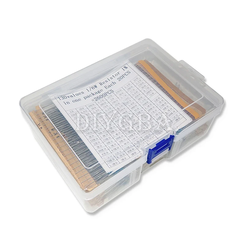 130Value 1/6W＝1/8W 0.125W 2600PCS 1% Metal Film Resistors Assorted Pack Kit Set Lot Resistors Assortment Kits Fixed Capacitors