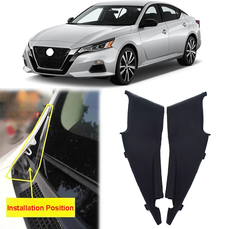 Pair Left Right Black Windshield Wiper Side Decor Cowl Cover Black 66895-6CT0A  66894-6CT0A Fits For Nissan Altima 2019-2021