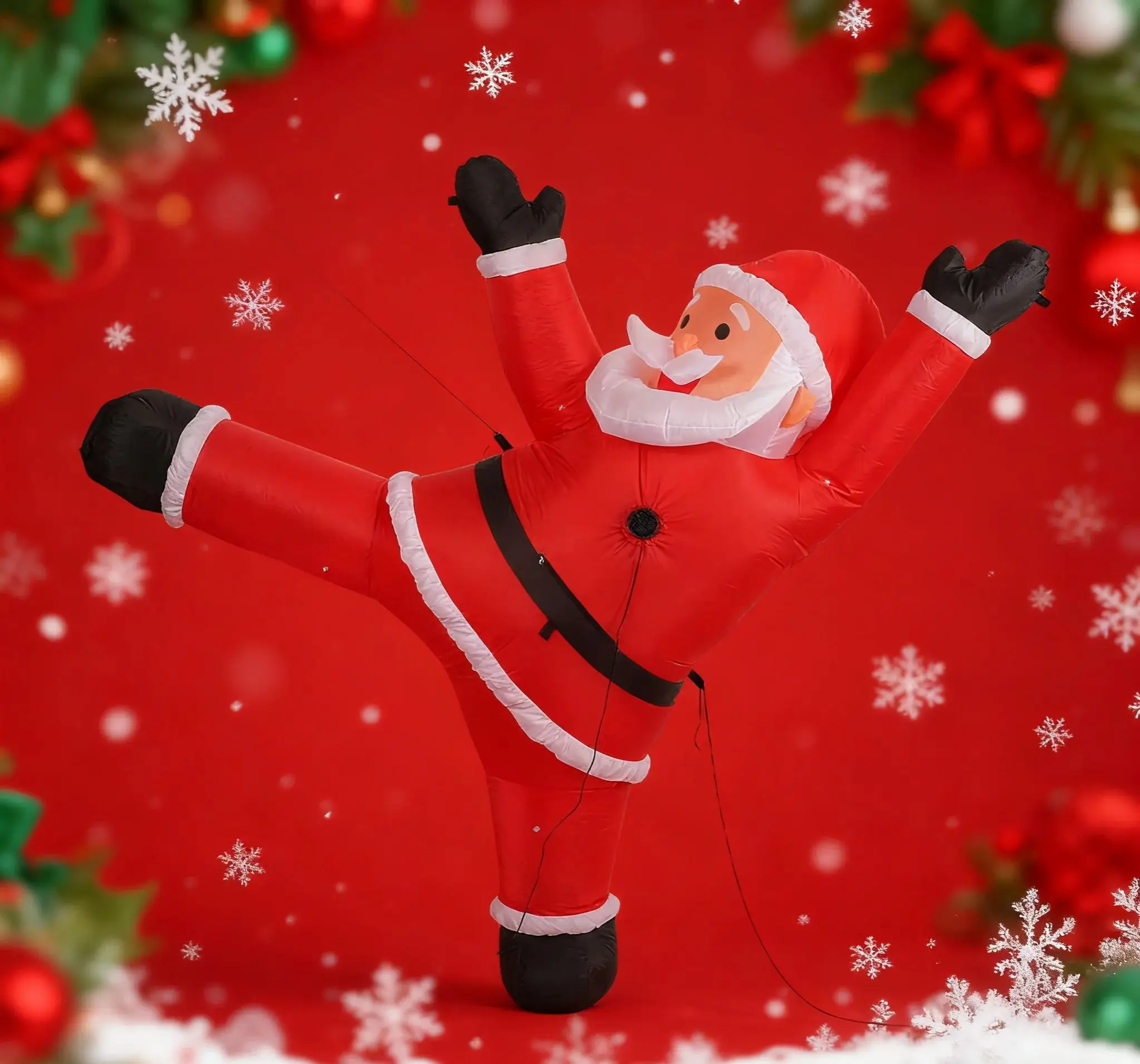 8.2FT Christmas Inflatable Decorations Hanging Santa Built-in Bright LEDs, Climbing Santa Claus with Gift Bag Christmas Roof Blo