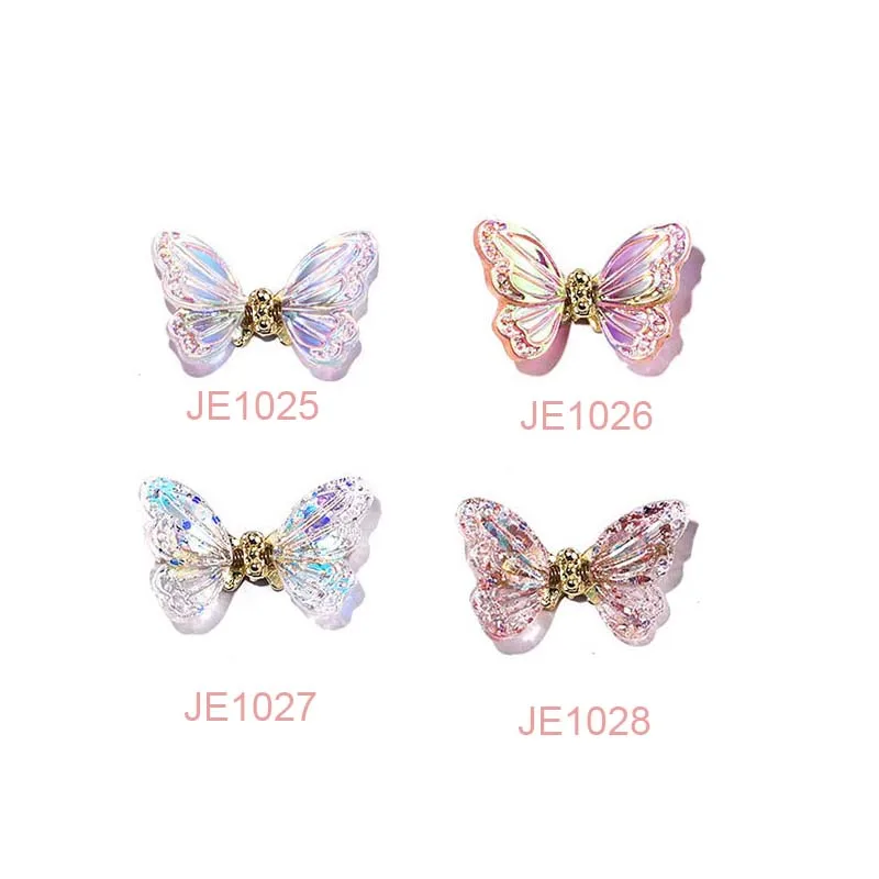 5Pcs Butterfly Nail Charms Decoration 3D Aurora Realistic Fairy Butterflies Shiny Luxury Jewelry Manciure Rhinestone Accessories