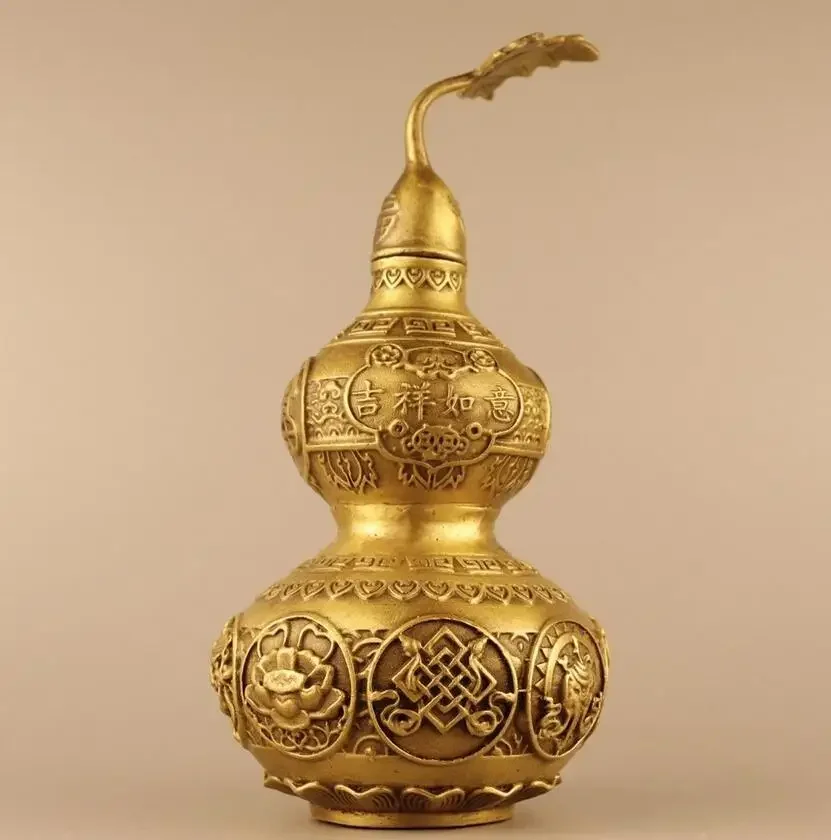 Pure Copper Eight Treasures Gourd Ornament Large Jufu Bao Ping An Entrance Study Living Room Bedroom