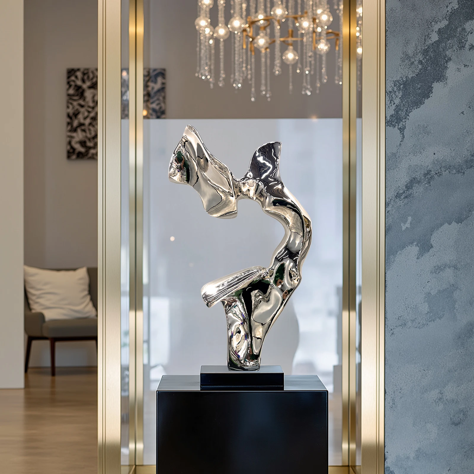 Modern Custom Mini Art Sculpture Factory 304/316 Stainless Steel Abstract Design Color Electroplated Polished for Home Office