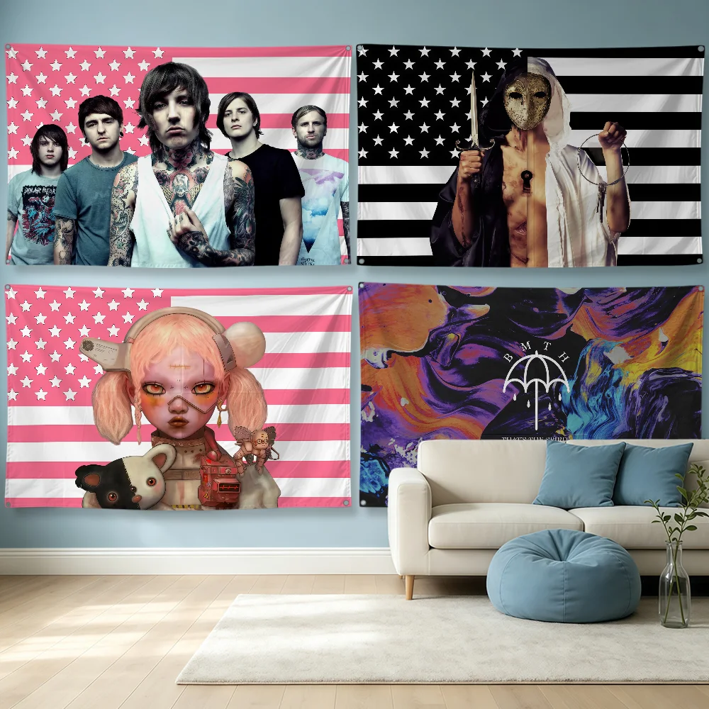 Band B-Bring Me The Horizon Flag Polyester Banner Flags For Party Club Outdoor Interior Wall Paper Decoration Banner Gifts Gift