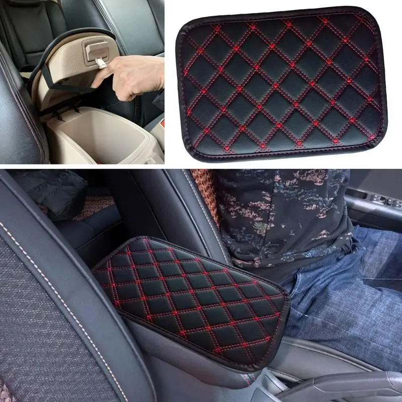 Car Center Console Armrest Cushion Pad PU Leather Auto Vehicle Comfort Armrest Pillow Pad For Middle Console Protector Hand Rest