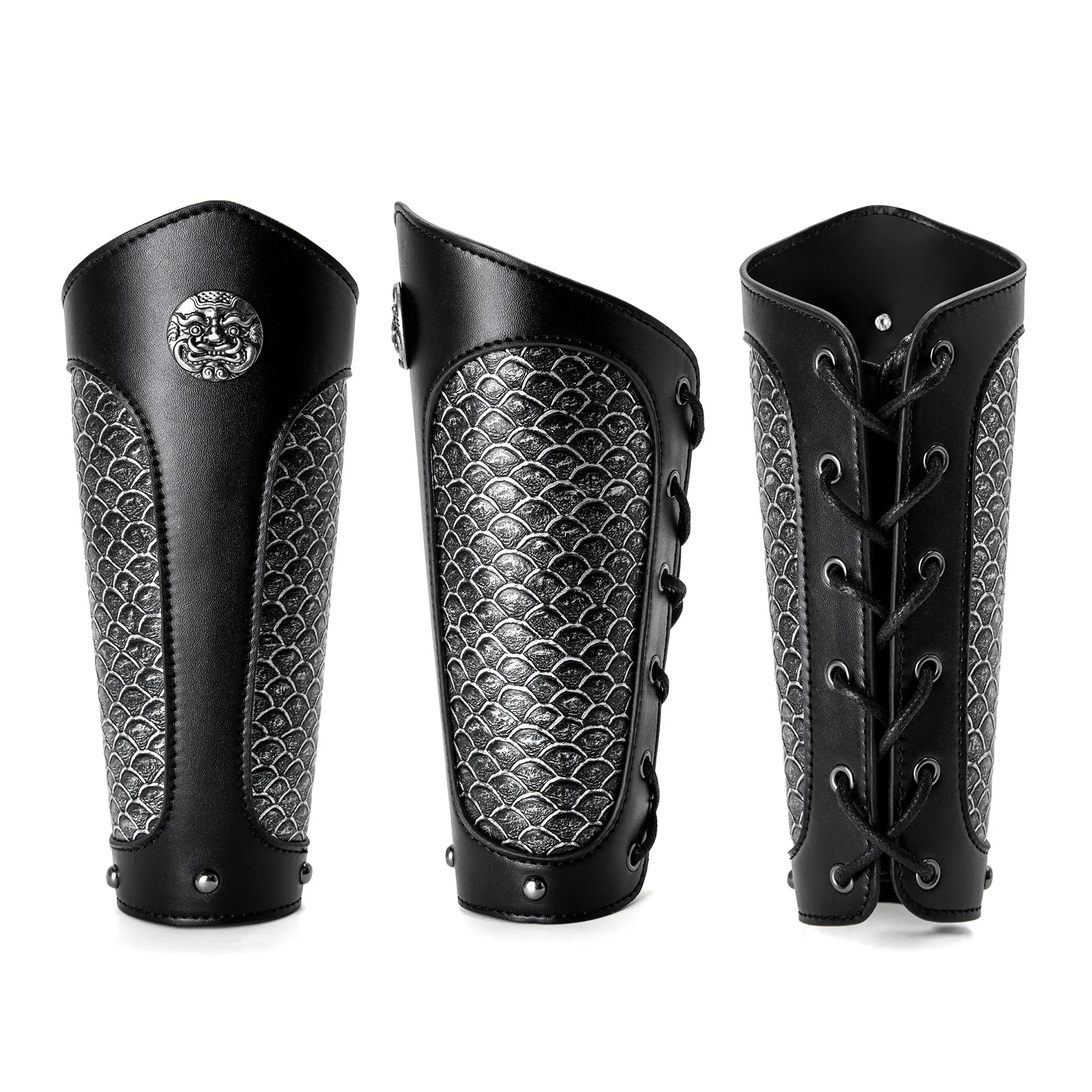 

Punk Vintage Embossed Arm Sleeves Men Knight Wrist Guards Popular Movie Cosplay Accessories
