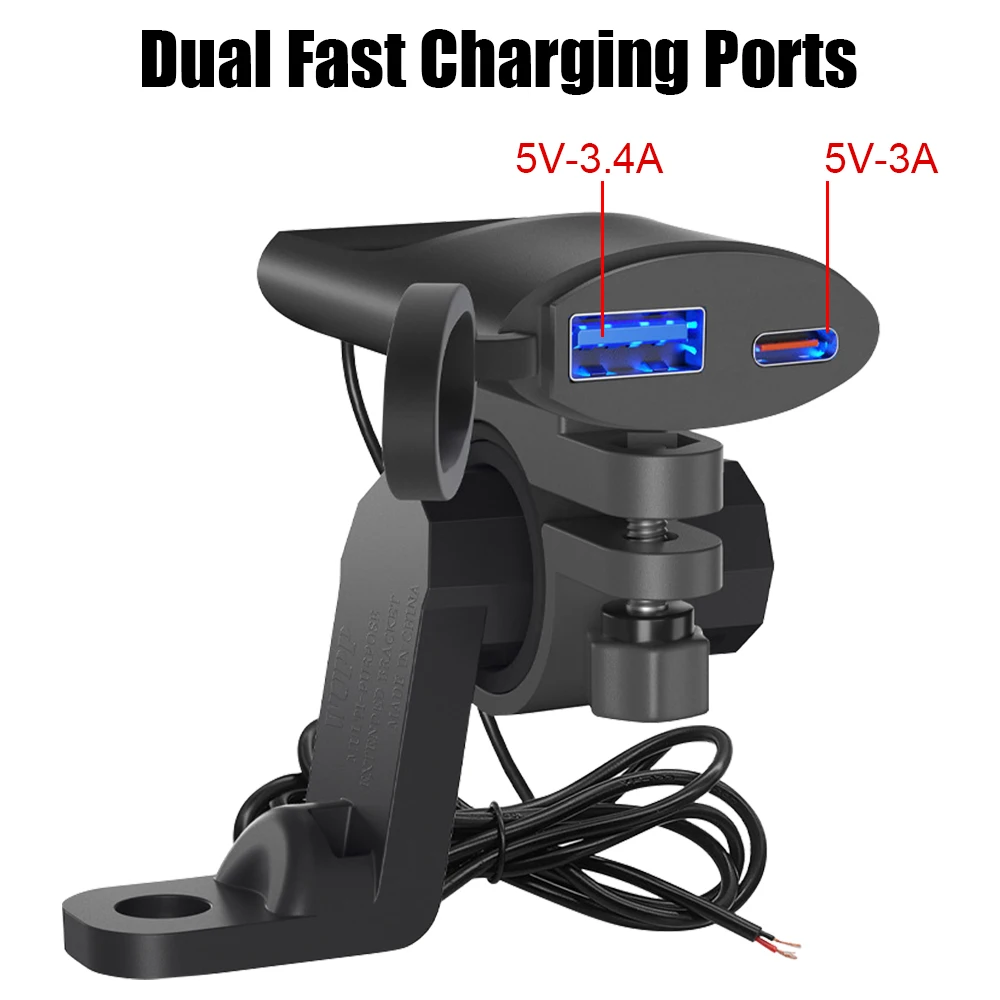 오토바이 전원 어댑터, 24V 12V USB 충전기, 30W QC 3.0 USB C타입 포트 소켓, 전기 방수 커버, 오토바이 액세서리