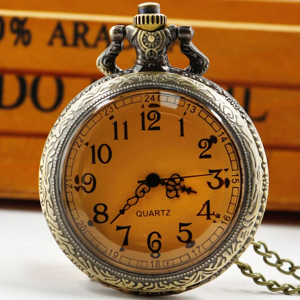 Retro Bronzing Quartz Pocket Watch Necklace Steampunk Vintage Dial Pendant 80 CM Chain Unisex Fashion Gift For Men And Women