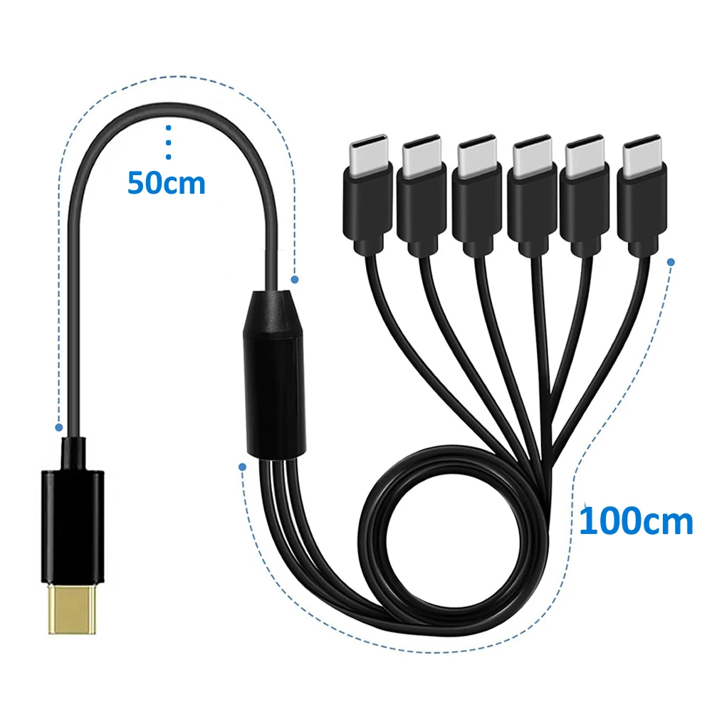 USB C Splitter Cable Multi USB C to USB C Cable 6 in 1 Type C Male Charger Cable for Android Samsung Tablet and TypeC Device