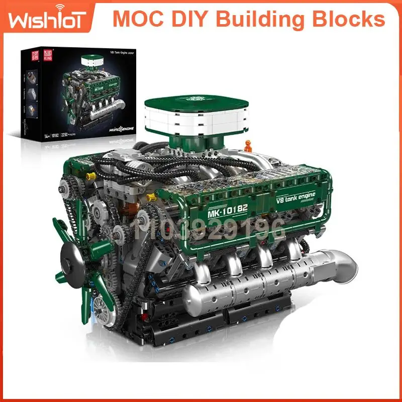 

Mould King 10182 V8 Tank Engine 2250+ PCS Building Blocks Model Kit for Adults, DIY Mechanical Assembly Educational STEM Toy