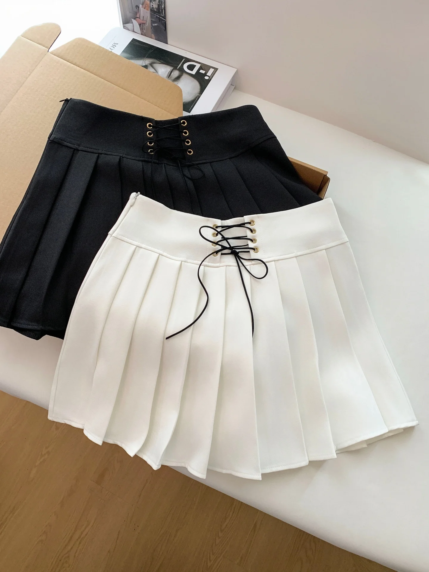

Sweet Sle High Waist Bowed Belted Skirt Korean Version Straight Cut Spring Season Casual Wear A-Line Skirt ort Length