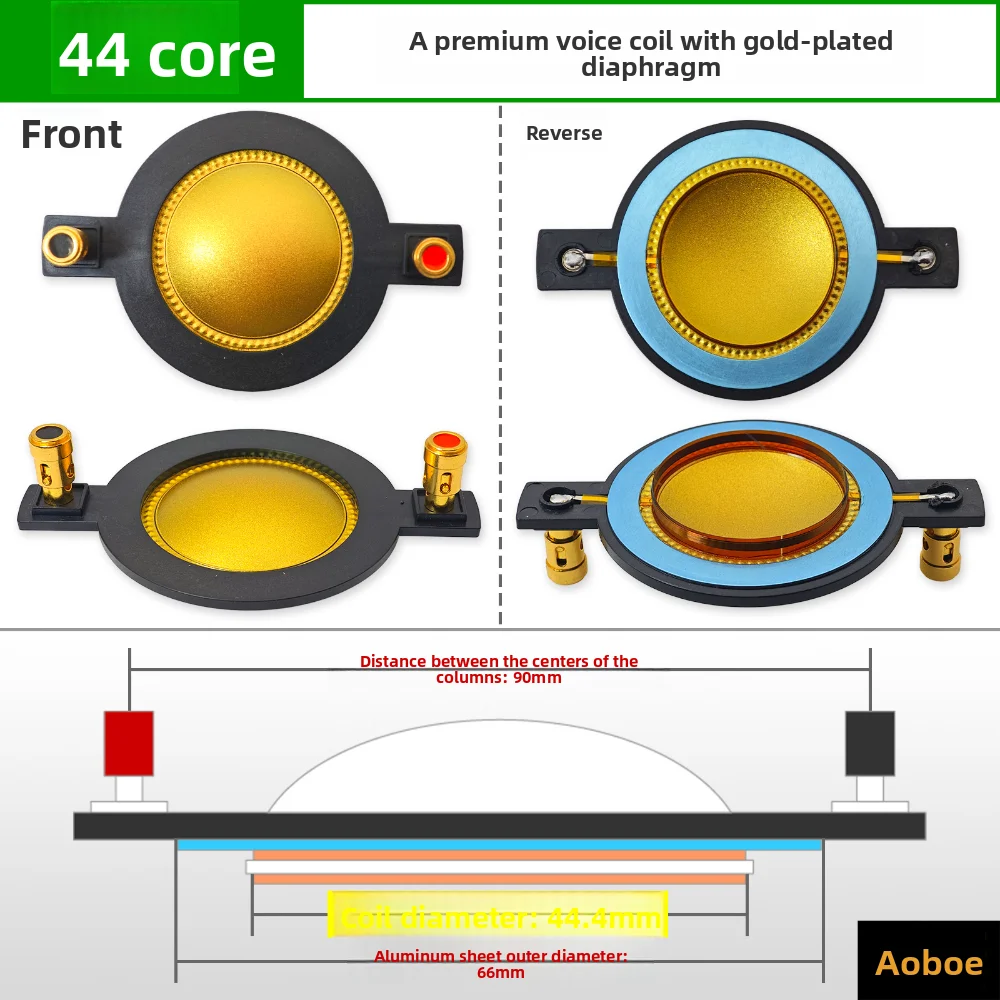 Gold Film Tweeter Diaphragm Voice Coil 44.4mm Diameter Terminal Spacing 90mm VYOPBC 44 Core Imported Titanium Film 4PCS/SET